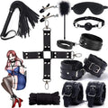 Fashion 10 Piece [Black] Leather Pilates Indoor Training Set, Fun Wrist and Hip Stretching Cosplay Accessories, Couple Gifts