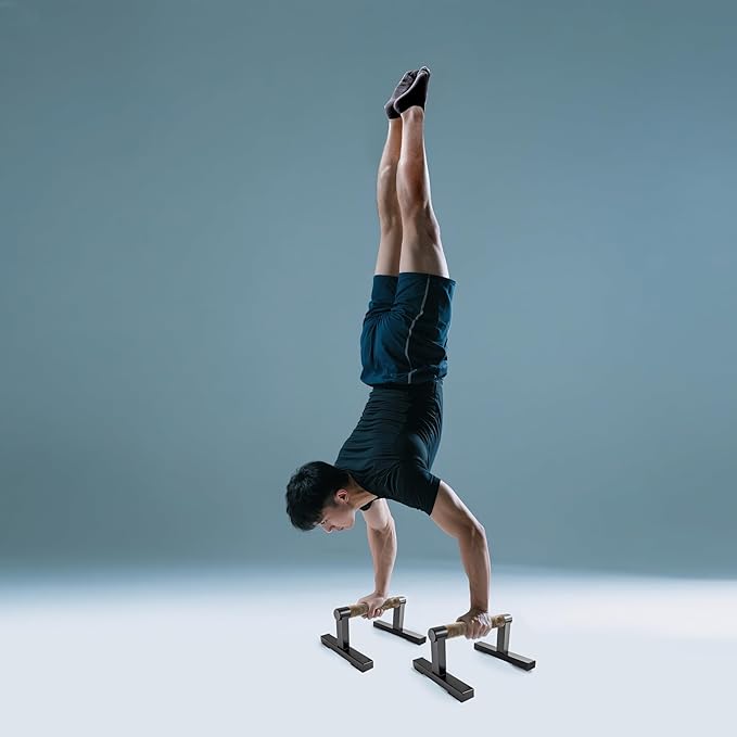 Wooden Calisthenics Parallettes Bars, Push up Handles Floor, Strength Training Pushup Stands, Parallel Handstand Bars for Home Workout Fitness