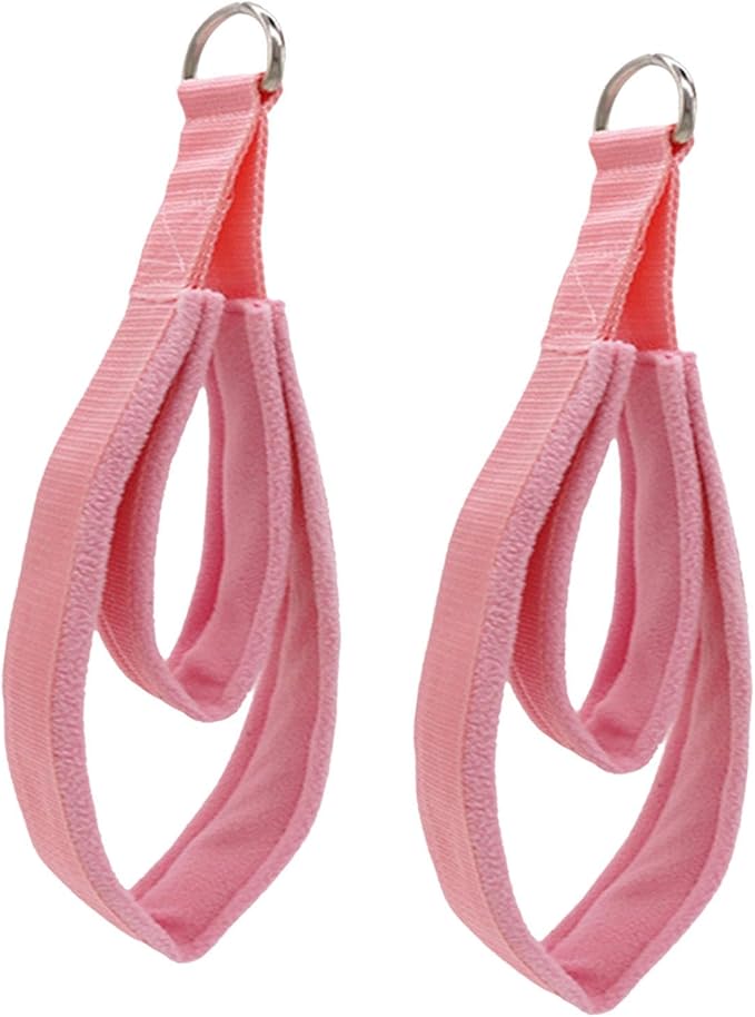 2X Pilates Straps for Reformer Comfortable Grip Pilates Double Loop Straps D Rings Straps for Home Gym Workout Improve Flexibility, Pink