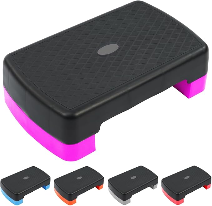 18" Aerobic Exercise Step Platform, Lightweight Portable Step Up Platform Trainer, Adjustable Height 3.9”5.9” for Home Gym
