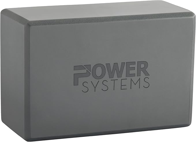 Power Systems Yoga Block | Commercial Grade Foam, Lightweight, Durable Ergonomic Support for Home and Studio Use | Yoga, Pilates, Meditation, Flexibility, and Balance with Textured Non-Slip Grip and Smooth Edges