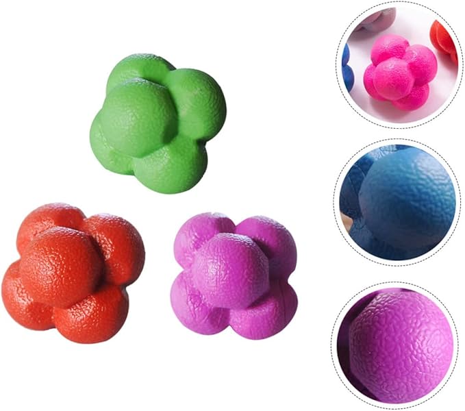 Milisten 3pcs High Elastic Hexagonal Reaction Balls Durable Agile Training Balls for Fitness Reflex and Coordination Drills Random Colors for Home Partner Workouts