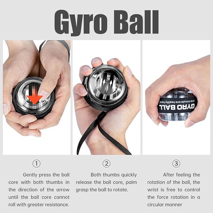 2026 Gyroscopic Wrist Ball Exerciser with LED Lights, Auto-Start Hand Grip Strength Trainer,Adjustable Resistance Forearm Exerciser for Therapy Fitness