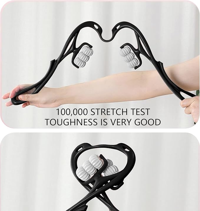 HaSeftni Neck Massager, Upgrade 6 Balls Massage Point Roller Massager for Pain Relief Handheld Tool Suitable Legs Waist and Shoulder Relaxer - Black
