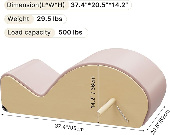Wooden Pink Pilates Arc with Spine Corrector for Core Strengthening Back Pain Relief, Pilates Spinal Corrector Arch Barrel for Back Flexibility，at Home Reformer Pilates Posture