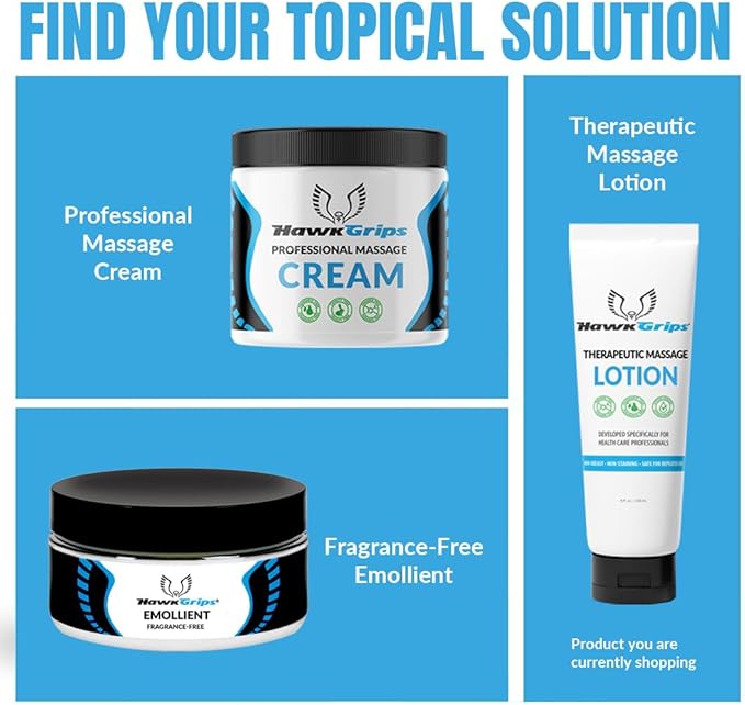 HawkGrips 8oz Therapeutic Massage Lotion for Massage Therapy, Unscented, Professional, Scraper Tool Massage Lotion, Deep Tissue, Cupping Therapy, Non-Greasy, Non-Staining, Shea Butter, Pack of 1
