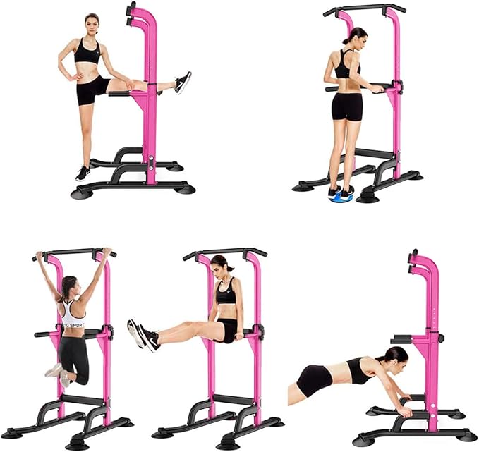 SogesHome Power Tower Pull Up Bar and Dip Station, Height Adjustable Dip Stand Exercise Machine for Home Gym, Multi-Functional Free Standing Strength Training Fitness Workout Station