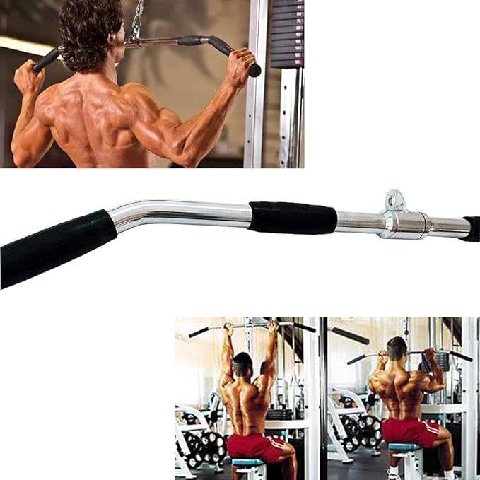 qibylift Barbell Multi-Exerciser Cable Attachment For Cable Machines, Lat Pull Down Bar Cable Machine Attachments, Tricep Press Down Bar, Revolving Straight Curl Pulldown Bar with Rotating & Rubber Handle Grips
