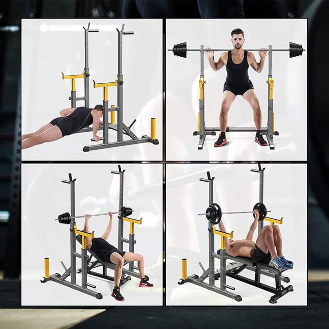 K KiNGKANG Adjustable Squat Rack,Multi-Function Barbell Rack for Weight Lifting and Home Gym Fitness Workout Portable Squat Bench Press,Load 690LBS