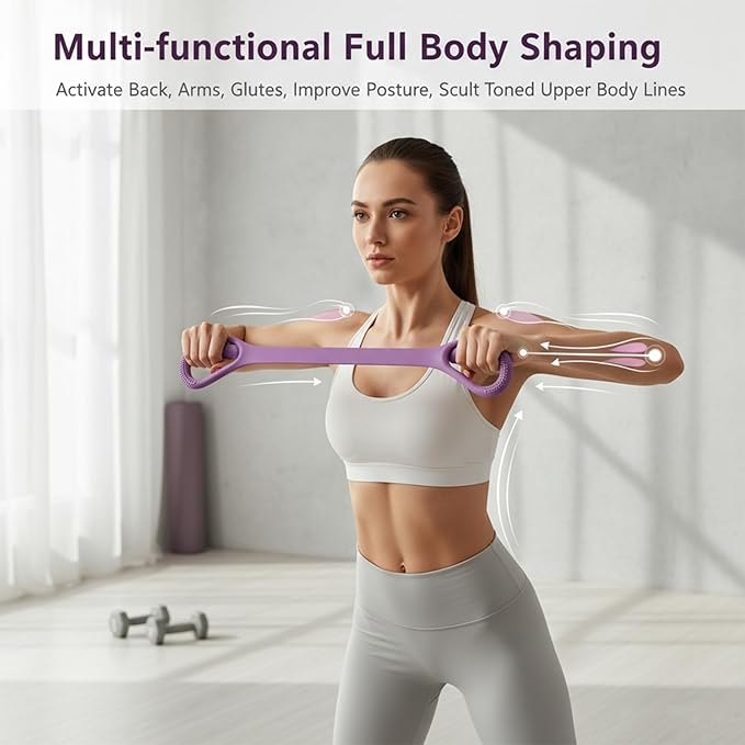 Exercise Band, Cur8trend Figure 8 Resistance Bands, Silicone Exercise Bands for Women & Men, 20 lb Tension Rope for Arm Workout Equipment, Stretching Bands for Yoga