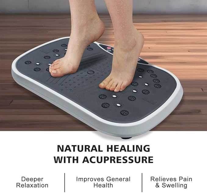 Vibration Plate Exercise Machine, Portable Mini Vibrate Fitness Platform Lymphatic Drainage Machine with 4 Non-Slip Suction Cups and 6 Modes for Weight Loss & Toning