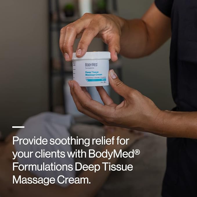 BodyMed Formulations Deep Tissue Massage Cream, 4 oz. – Fragrance-Free, All-Natural Cream for Massage Therapy – Leaping Bunny Certified – with Arnica Extract & Jojoba – Non-Staining, & Paraben Free