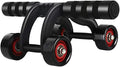 4-Wheel Ab Roller Abdominal Exercise Roller for Six Pack Abs, Core Workout Trainer, Stomach Exercises with Knee Mat, Sport Fitness for Men and Women