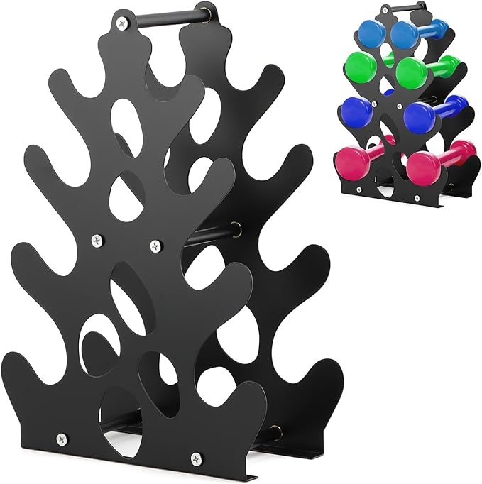 Dumbbell Rack Stand Only, Small Weight Rack 4Tier Compact Dumbbell Holder with Handle, Weight Holders for Free Weights,Dumbbell Storage Stand Holder for Home Gym Workout,Rack Only