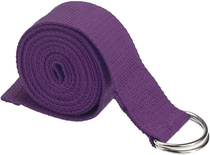 Cotton Exercise Yoga stretch Strap - Sturdy Flexibility Tensile Belt Adjustable Metal D-Ring Buckle, Hold Poses for Daily Stretching, Pilates, General Fitness, and Physical Therapy