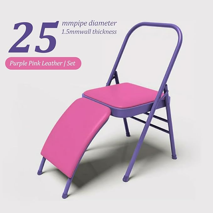 Yoga Auxiliary Chair, Yoga Chairs for Adults with Lumbar Back Support, Yoga Chair for Balance，Easy Storage，Strong Load-Bearing Capacity，as a Stool or a Meditation Chair，Load300kg(Purple)