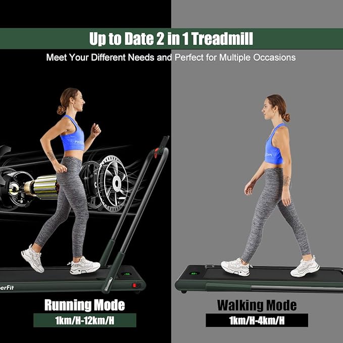 Goplus 2 in 1 Folding Treadmill, 2.25HP Under Desk Electric Superfit Treadmill, Installation-Free with APP Control, Remote Control, Bluetooth Speaker, LED Display, Walking for Home