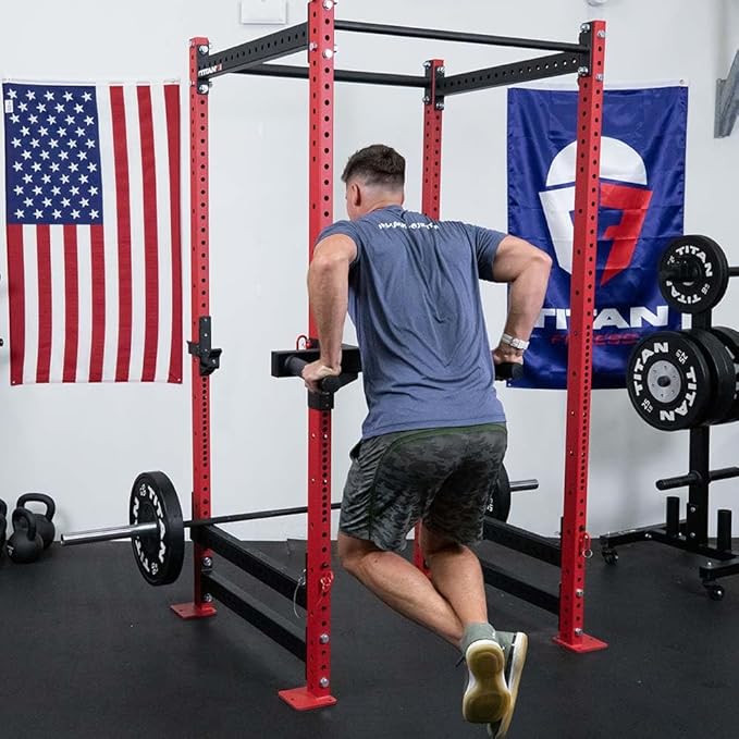 Titan Fitness Y-Dip Bar Fits T-3 Series Power Racks, Rack Mounted Dip Attachment, 500 LB Capacity, Dip Bar Station for Tricep Dips, Bodyweight Training, Calisthenics, Squat Rack