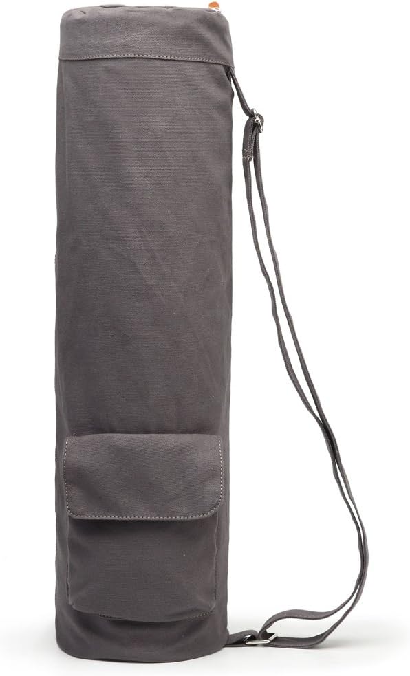 Canvas Yoga Mat Bag with Adjustable Strap & Pockets, Full-Zip Travel Gym Tote for Women & Men, Fits 1/4" & 1/3" Thick Mats, Lightweight Carrier for Yoga, Studio, Workout, Outdoor Use