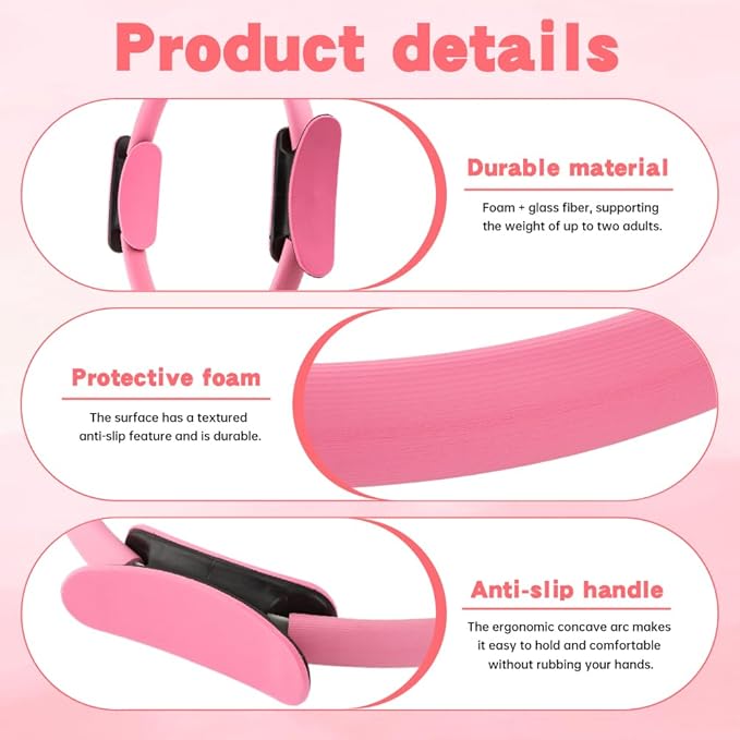Pilates Ring and Ball Set with Resistance Bands, 14'' Circle Ring, 9.8” Pilates Ball and 5 Resistance Bands Home Workout Kit for Women Training Core, Full Body Exercise