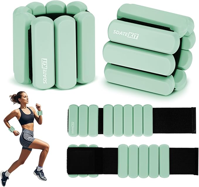 Wrist and Ankle Weights for Women & Men 2 Pack (1lb Each), Adjustable Silicone Wearable Arm & Leg Weights for Pilates, Gym, Yoga, Cardio, Strength Training