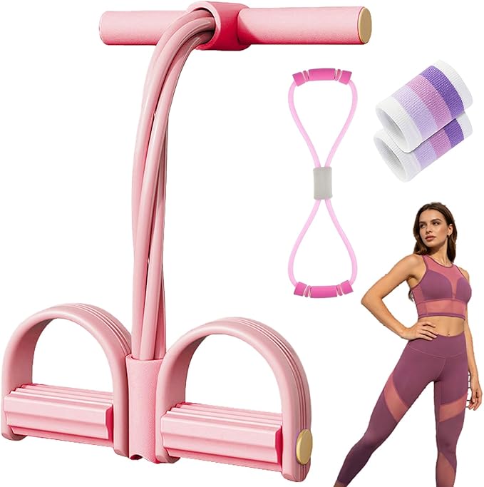 Upgrade 8 Tube Pedal Resistance Device, Pedal Resistance Band with Handle, Fashion Puller Exercise, Detachable and Adjustable Multifunction Fitness Bands for Abdomen, Waist, Arm, Leg