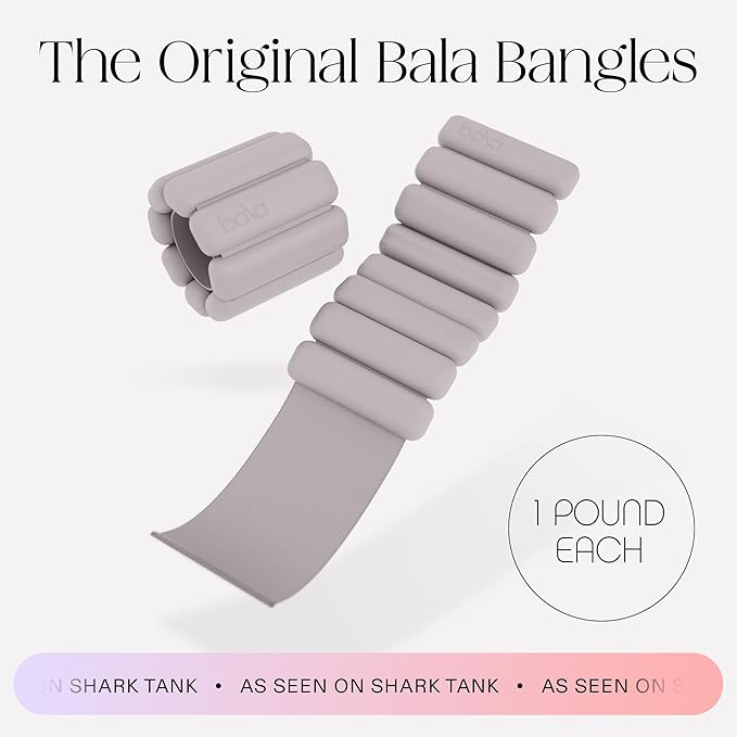 Bala Bangles Wrist & Ankle Weights for Women & Men - Adjustable Weighted Bands - Soft Silicone Arm & Leg Weights for Pilates, Yoga, Walking, Barre, Home Workout & Strength Training Exercise