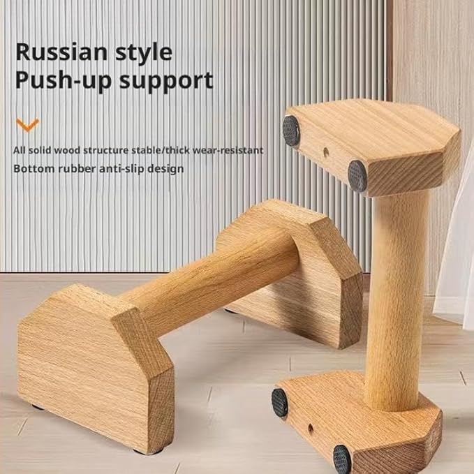 2PCS Wooden Parallettes Push up Bars,Non-Slip Base Exercise Home Workout Equipment,Calisthenics Bar - Handstand Blocks and Pushup Handles for Home Gym, Calisthenics & Strength Training