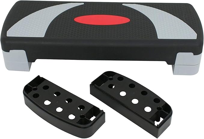 30" Aerobic Step Platform - 3-Level Adjustable Height (4"/6"/8"), Non-Slip Fitness Stepper w/Stackable Risers for Home Gym, Cardio & Strength Training