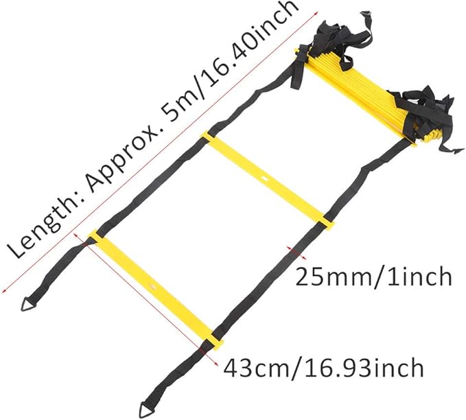 Agility Ladder Speed Training Equipment, 12 Rung 16.4ft Soccer Training Equipment, Football Accessories for Running Competition, Football Training, Warm up and Speed Reinforcement