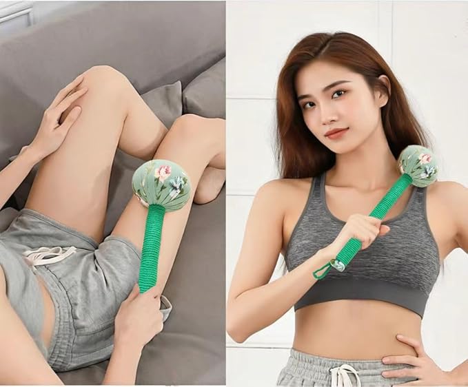 Traditional Moxa Stick Massager - Handheld Mugwort Massage Hammer for Pain Relief, Muscle Relaxation, Acupressure - Ergonomic Grip with US Design Patent (Blue Green…)