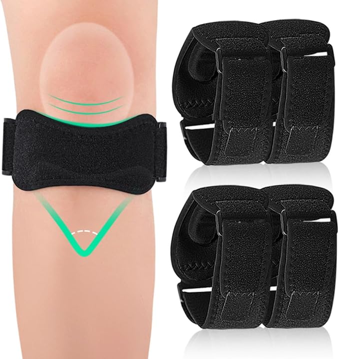 VANZACK Adjustable Patellar Knee Strap with Breathable Silicone Pads, Dual-Side Support Knee Brace for Relief and Sports Protection, Black, Unisex Joint Wrap for Running and Exercise