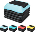 16"x16" Exercise Aerobic Step Platform with 4 Risers, Adjustable Height 4"-6"-8"-10"-12" Workout Stepper for Home Gym Fitness Strength & Training