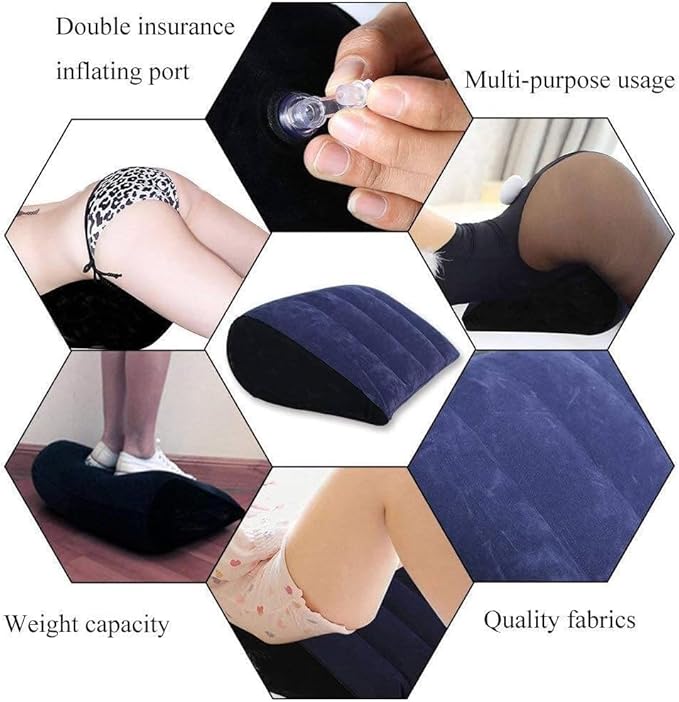 Inflatable Foam Body Pillow Sturdy Yoga Support Pillow, Wedge Pillow Yoga Mat Lumbar Stretcher, Improved Comfort Relief Knee and Back Pain Cushion - H