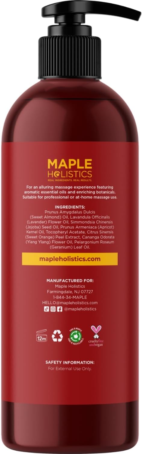 Alluring Lavender & Tropical Passions Massage Oil Set - Aromatherapy Full Body Massage Oil for Couples Bundle with Naturally Scented Vegan Non GMO & Gluten Free Ingredients (8 Fl Oz Each)