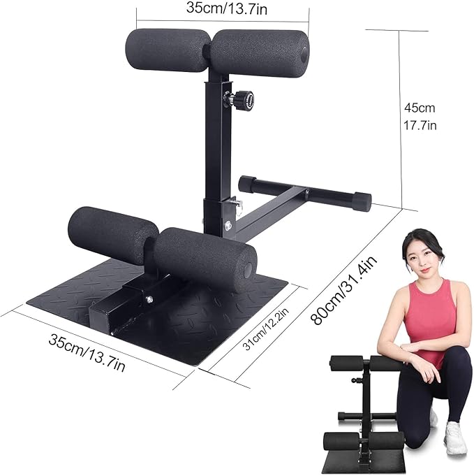 INNOLIFE Sissy Squat Machine Adjustable Height, Protective Foam Thick Steel Fitness Home Gym