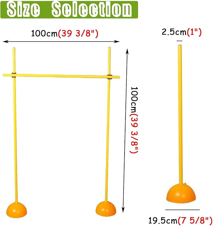 Agility Hurdles Jumping Practice Hurdles Pole - 100/150/180cm, Agility Hurdles Sports Equipment, Soccer Trainer, Track & Field Hurdle, Speed Hurdles for Dog(100cm/39in/3.3ft)