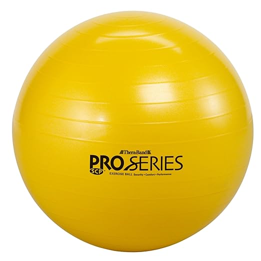THERABAND Pro Series Exercise Ball, 18" Yellow Stability Ball for 4'7"–5' Users, Anti-Burst Yoga & Pilates Ball, Balance & Core Trainer, For Athletes Fitness at Gym & Home