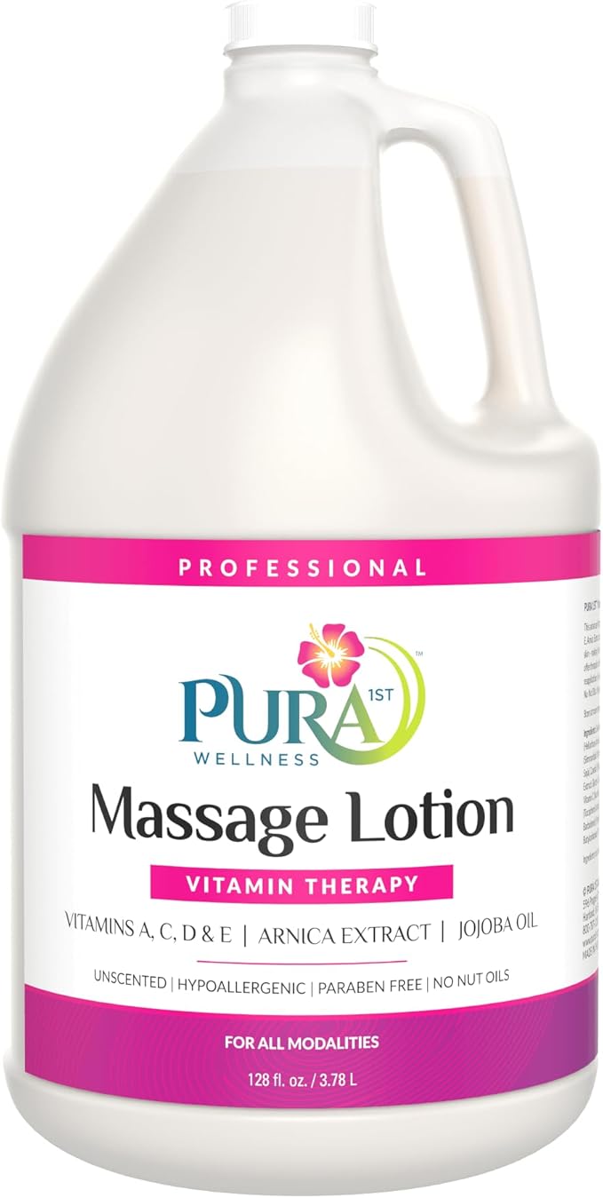 Vitamin Therapy 1 Gallon Massage Lotion, Vitamin E, Professional, Massage Therapy, Deep Tissue, Unscented, Hypoallergenic, Natural Ingredients, Skin Hydrating, Moisturizing, Muscle Relief