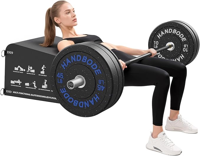 Hip Thrust Bench, Multi-Functional Slip-Free Hip Thrust Machine for Glute Bridge, Box Jump, Push-Ups, Squat, Ab Exercise, Suitable for Home & Gym