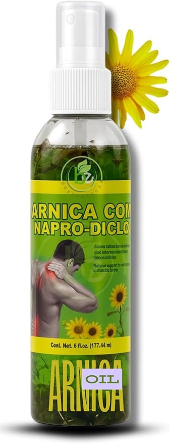 Arnica Sore Muscle Massage Oil(Aceite) – 6 fl oz – Natural Concentrated Body Oil for Muscles, Joints & Massage Therapy – Fast-Absorbing – Fresh Herbal Aroma – Soothing Relief – Daily Use Solution