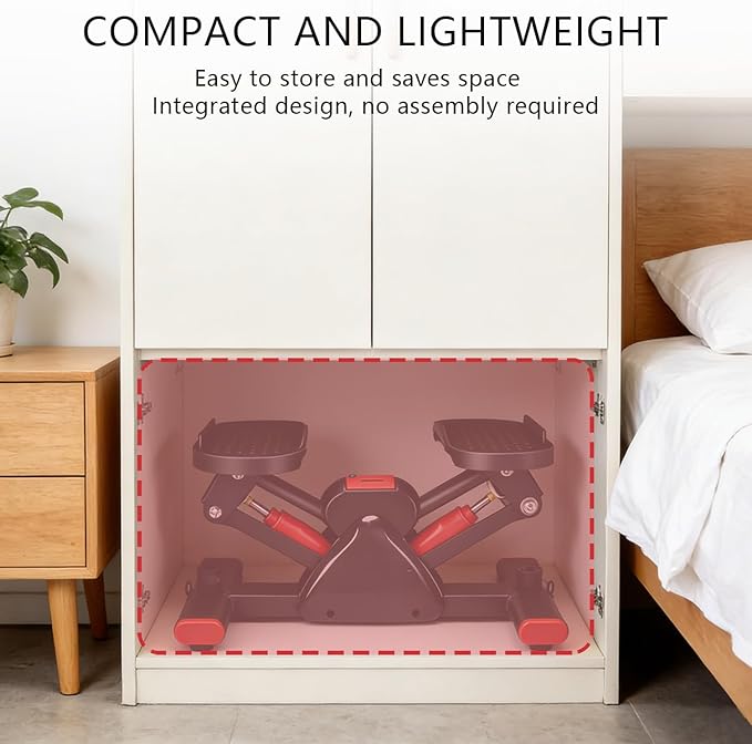 Rock Stepper Step Rocker Side to Side Low-Impact, Compact Side Stepper with Resistance Bands and Digital Display, Suitable for Full-Body Fitness