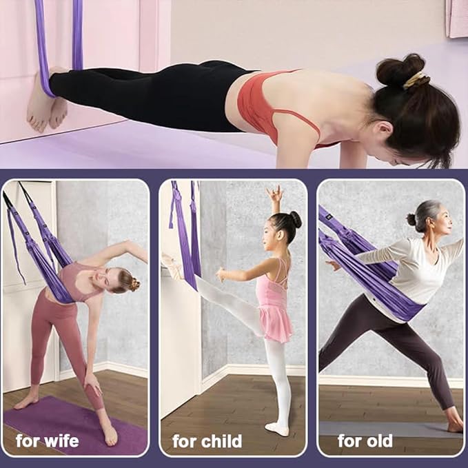 Leg Stretcher Strap - Yoga Stretching Strap,Yoga Door Swing,Backbend Training Rope with Door Anchor, Flexibility Trainer Stretching Equipment Assist Stretch Strap for Fitness Gymnastics Dance Aerial Ballet (purple)