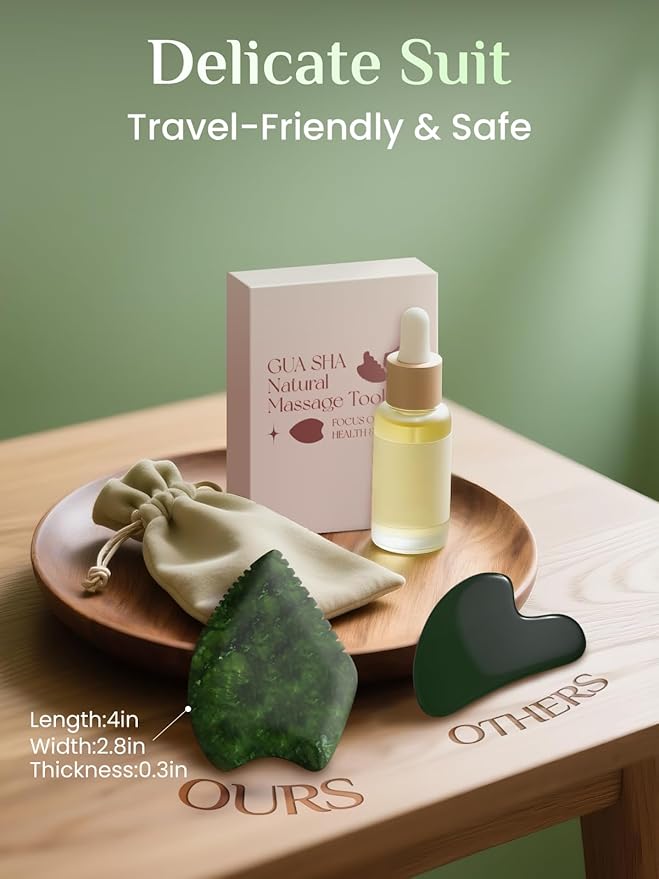 Gua Sha Facial Tool: Jade Stone Face Gua-Sha Tools, Natural Xiuyu Stones Full Body Massage Tool for Neck/Shoulder/Back/Leg