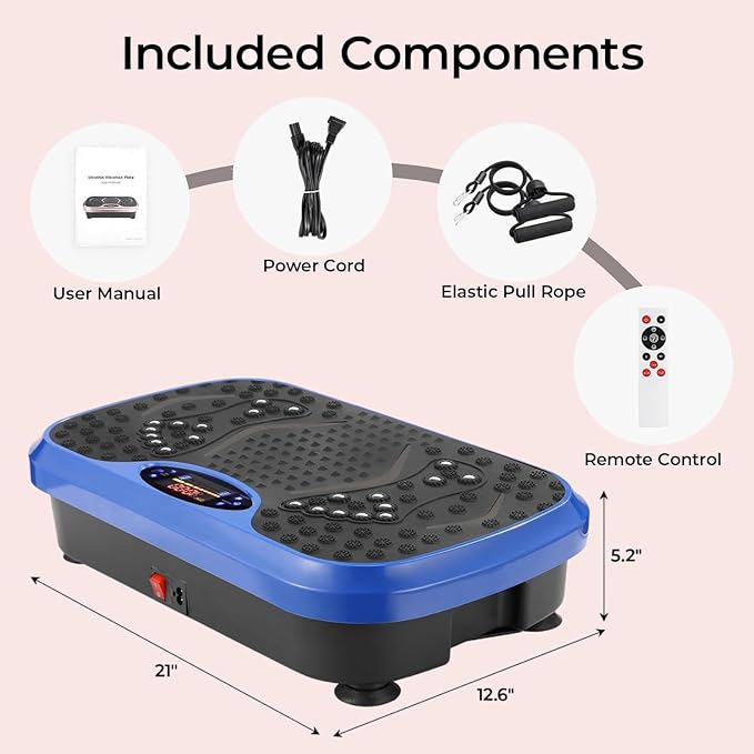 MAMIZO Vibration Plate Exercise Machine, Full Body Workout Shake Board Vibrate Platform for Lymphatic Drainage Weight Loss, with Loop Bands & Remote, Workout Equipment for Home Women Men