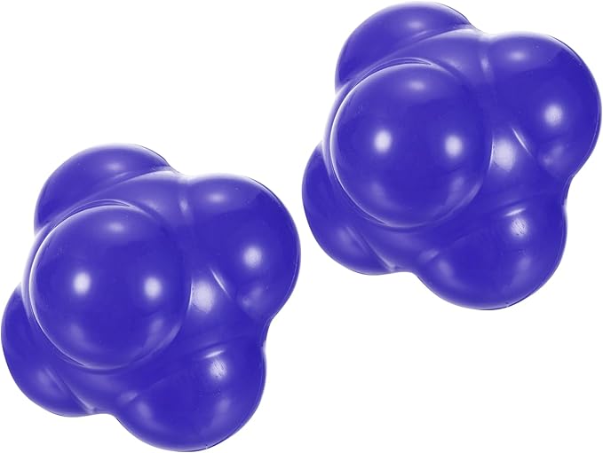 2 Pack Bounce Reaction Balls - Coordination Training Ball, Wear-Resistant Silicone, Apply to Tennis/Softball/Badminton Training (57 x 57mm, Blue)