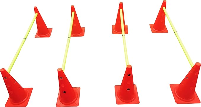 Speed & Agility Training Hurdles Cones Poles - 8 Cones & 4 Pole Set for Soccer, Sports, Plyometric Speed Training