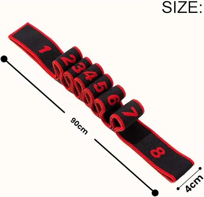 Fitness Resistance Band for Stretching and Yoga, 8 Loops Numbered Resistance Band, Elastic Training Bands for Yoga, Stretching, Pilates, Fitness