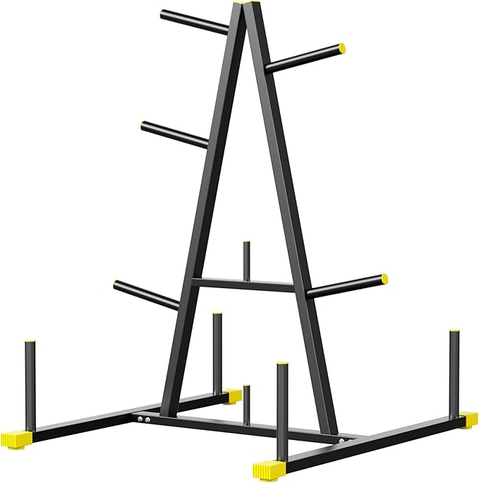 Fitvids Weight Plate Tree - Heavy Duty 6-Peg Storage Rack Holder for Weight Plates & Barbells, Gym Equipment Organizer