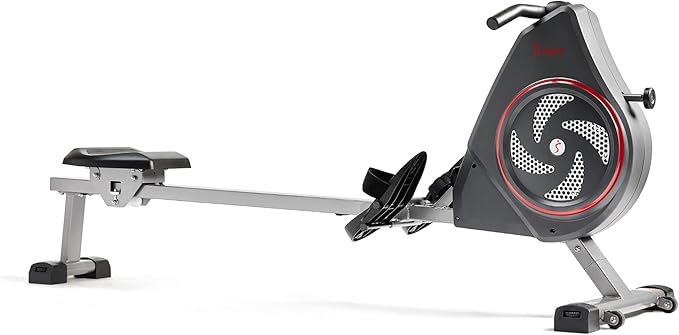 Sunny Health & Fitness Rowing Machine for Low Impact Full Body Workouts Home Training, Flip-able Equipment for EZ-Storage, Optional Magnetic or Air Resistance w/Free SunnyFit App Connection
